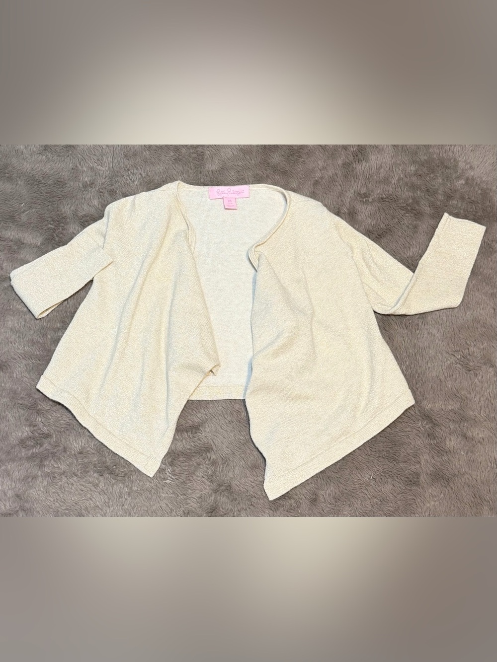 Lilly Pulitzer - Girl’s Cream Open-Front Cardigan, Size - XS (2-3)